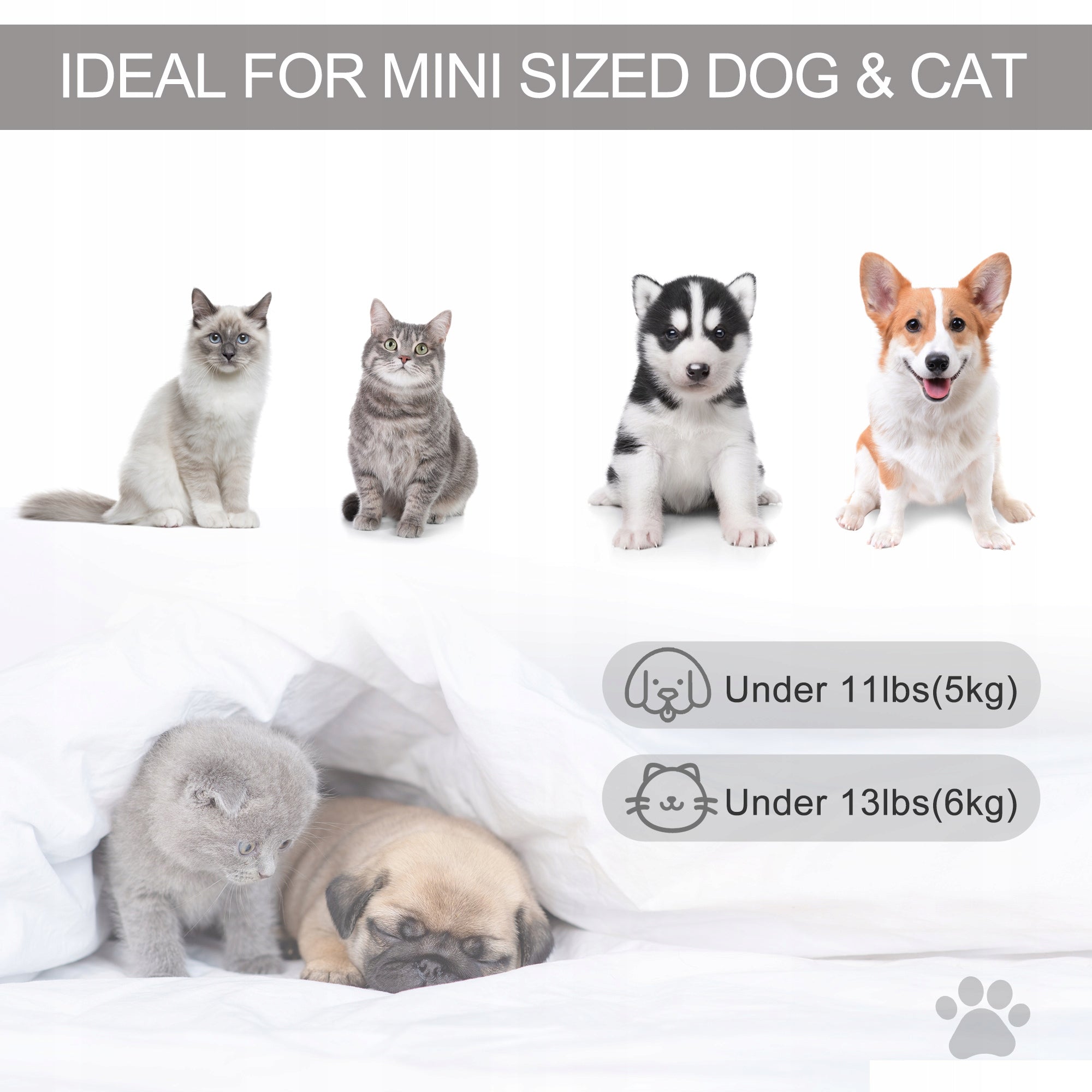 PawHut Tent for dog, cat, with soft pillow, plush, grey, 58x58x80cm Product width 58 cm