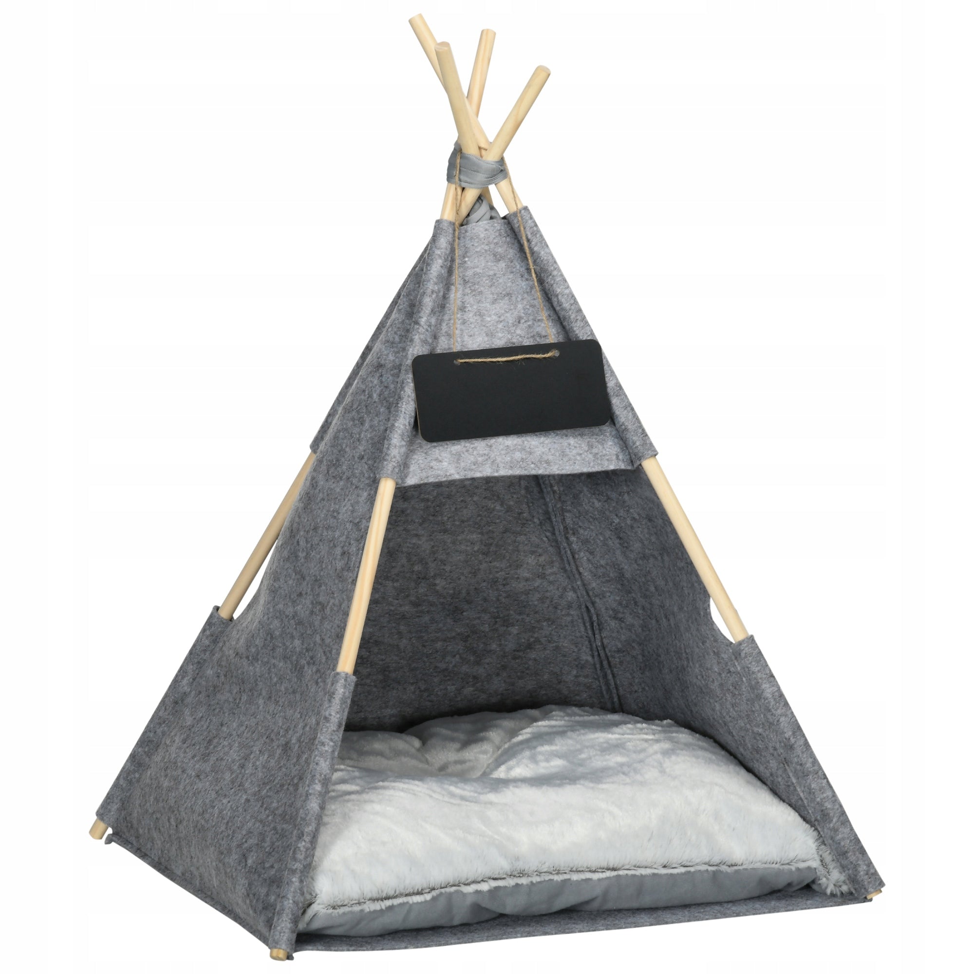 PawHut Tent for dog, cat, with soft pillow, plush, grey, 58x58x80cm