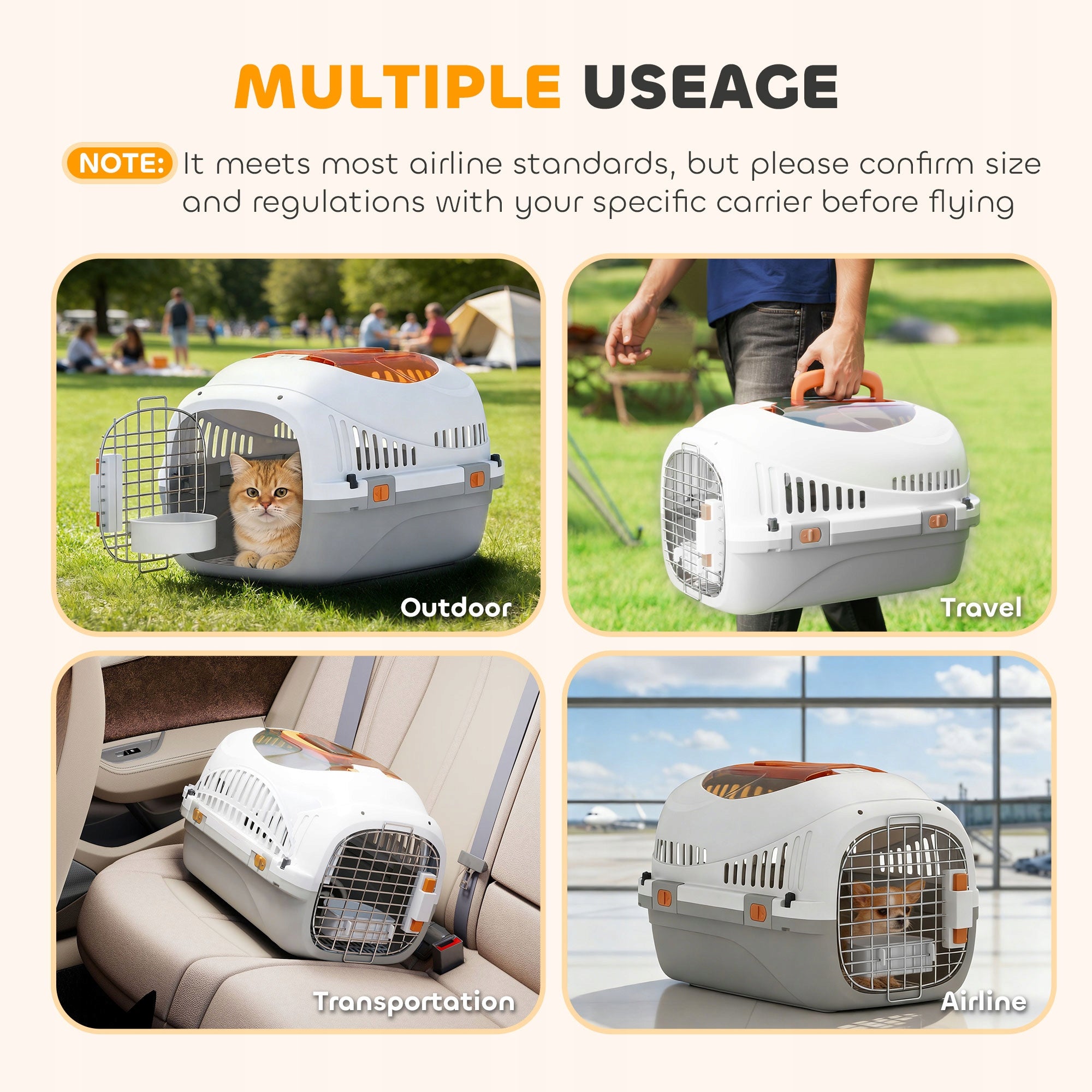 PawHut Transporter for small dogs up to 4 kg with roof hole and bowl Brand PawHut