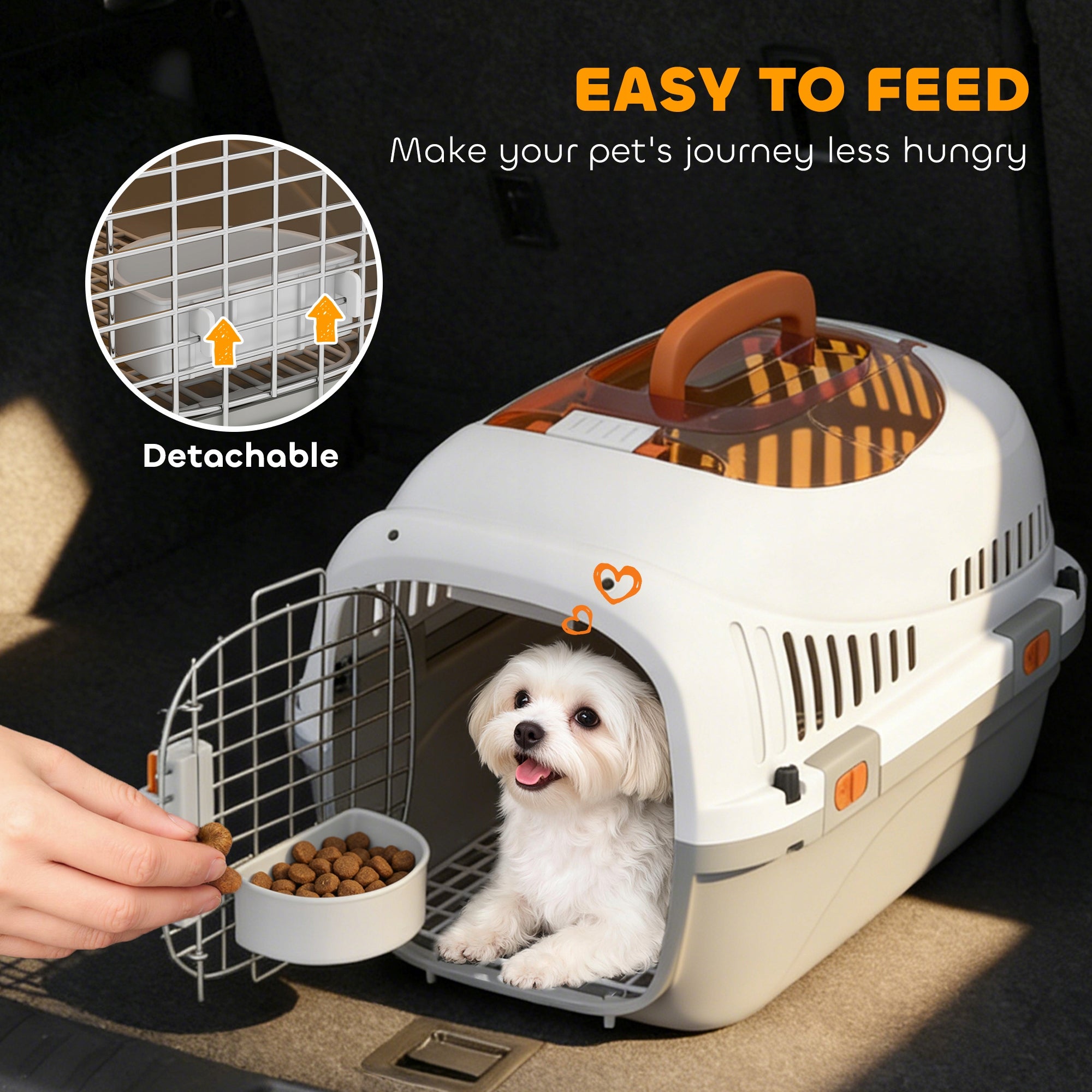 PawHut Transporter for small dogs up to 4 kg with roof hole and bowl Kind carrier
