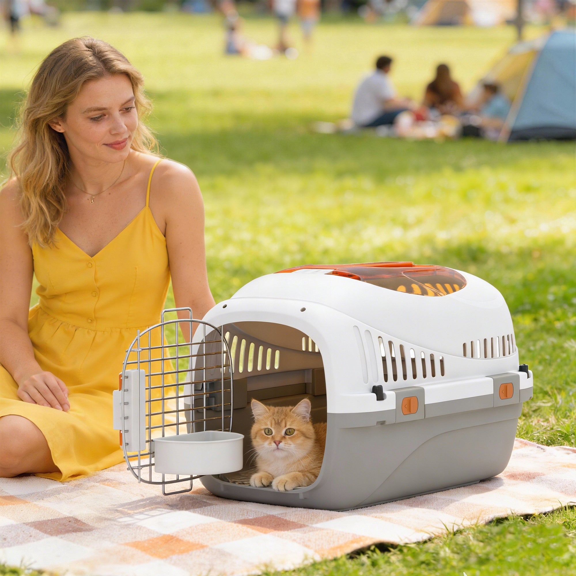 PawHut Transporter for small dogs up to 4 kg with roof hole and bowl Packaging status original