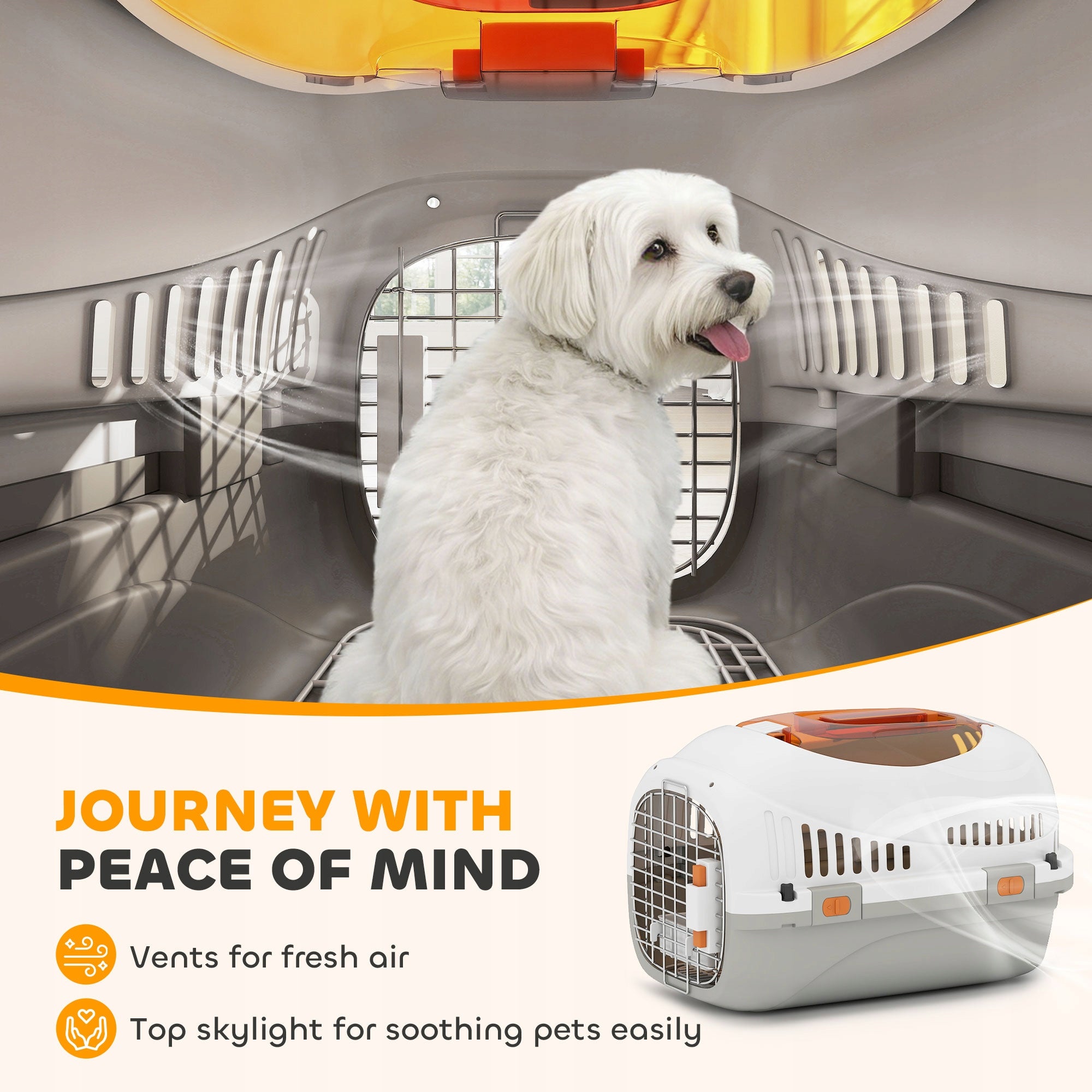 PawHut Transporter for small dogs up to 4 kg with roof hole and bowl Product width 32 cm