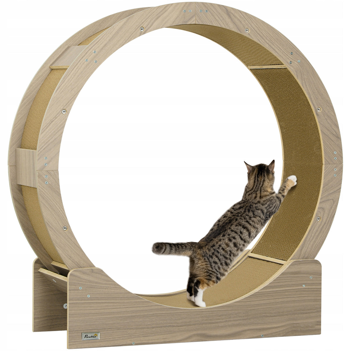 PawHut cat running wheel, 91 cm, with brake, walnut colour