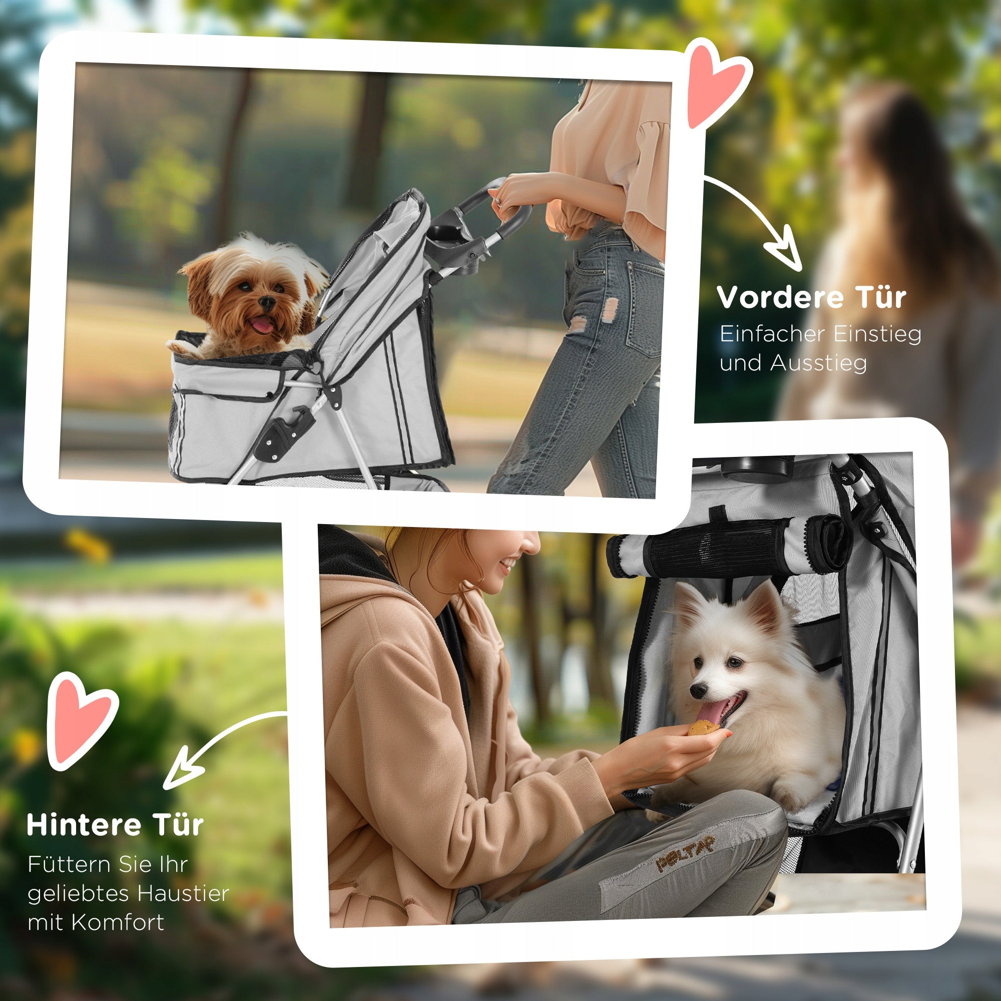 PawHut dog and cat stroller, nylon mesh, 75x45x97cm, grey Additional color silver