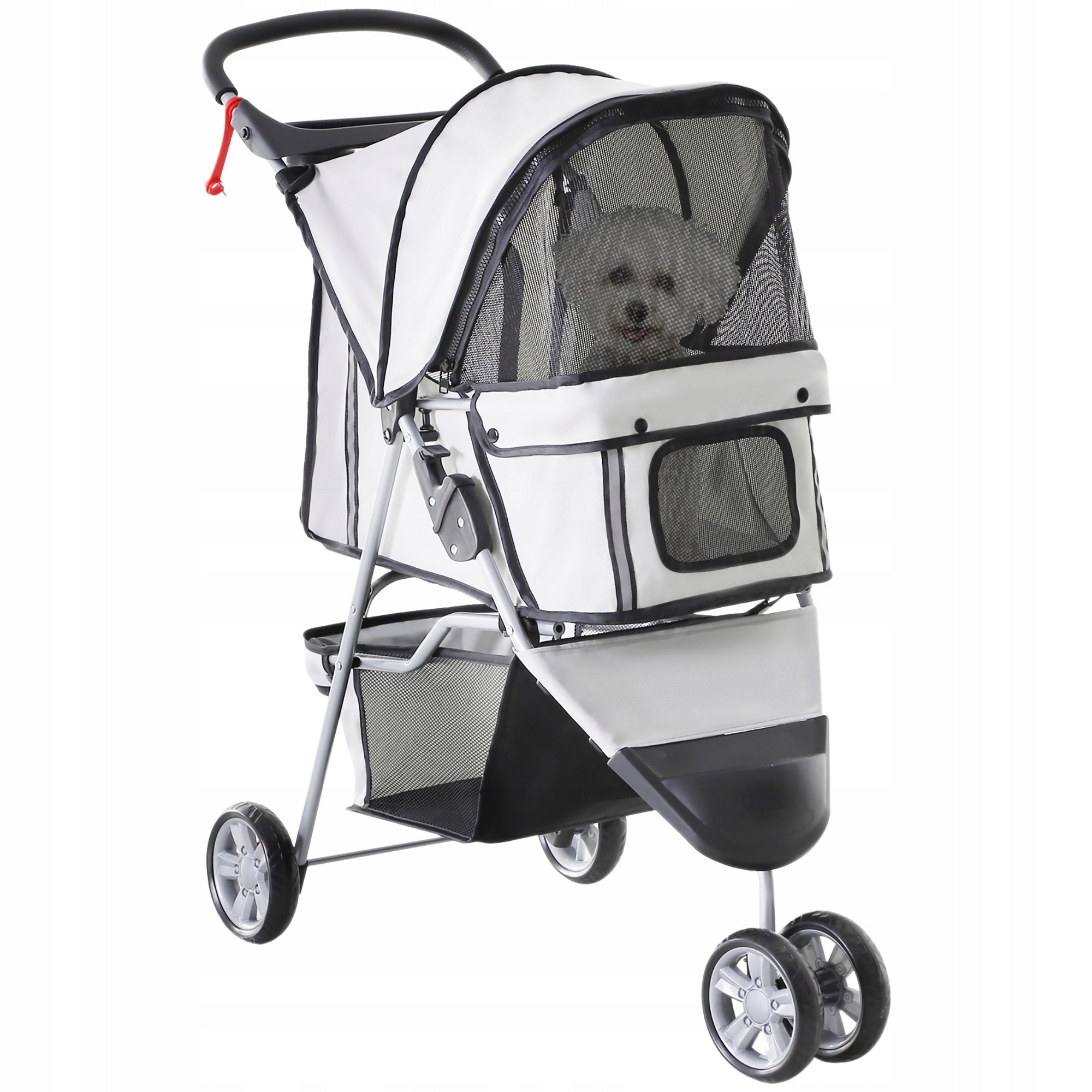PawHut dog and cat stroller, nylon mesh, 75x45x97cm, grey