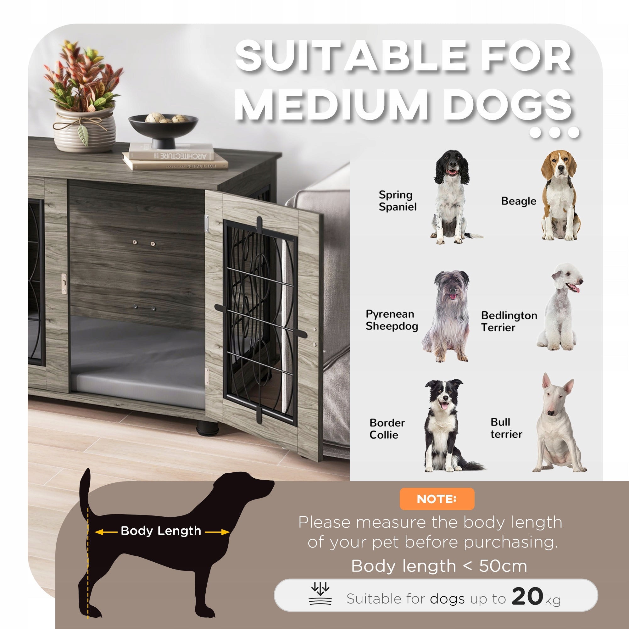 PawHut dog cage, with pillow, grey, lockable door, 80 x 56 x 63 cm Brand PawHut