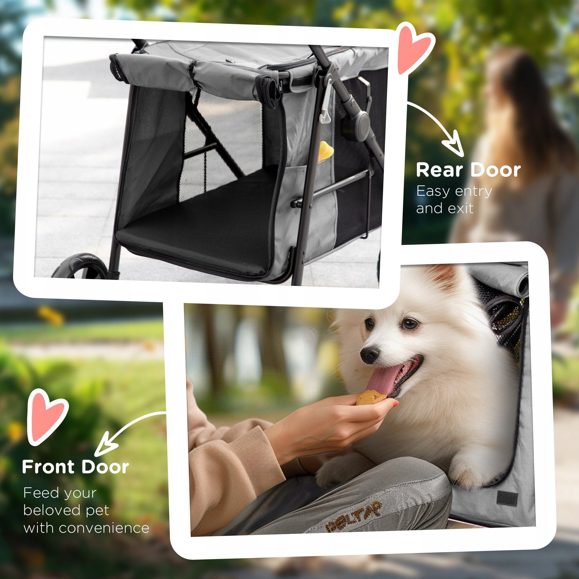 PawHut dog carrier with pillow, 3 side pockets, folding stroller Size multipurpose