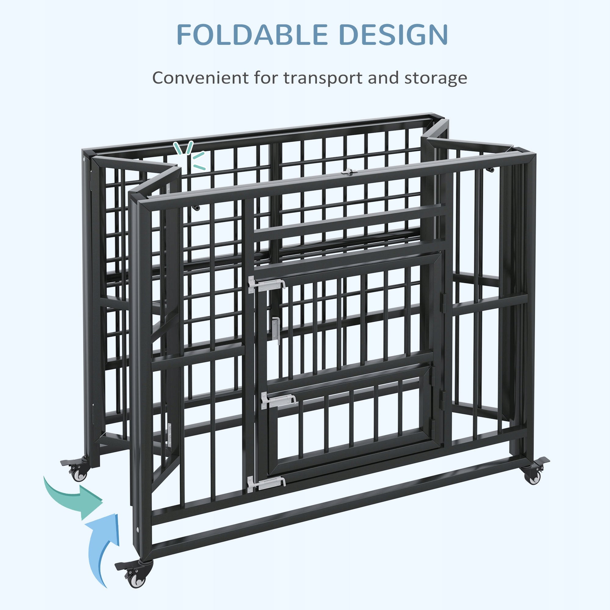 PawHut foldable durable dog cage with anti-escape lock Length 94 cm