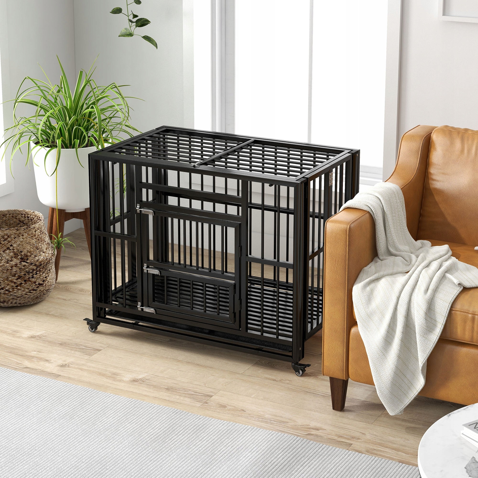 PawHut foldable durable dog cage with anti-escape lock Manufacturer code D02-165V00BK