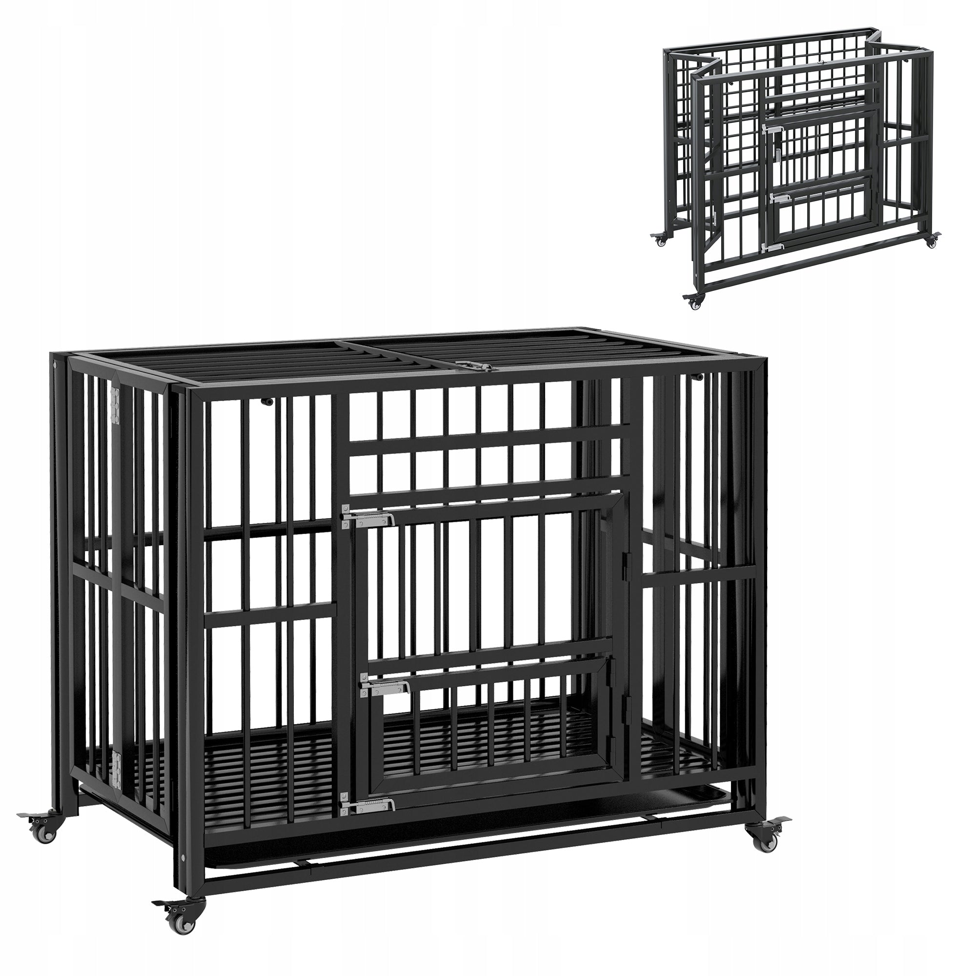 PawHut foldable durable dog cage with anti-escape lock
