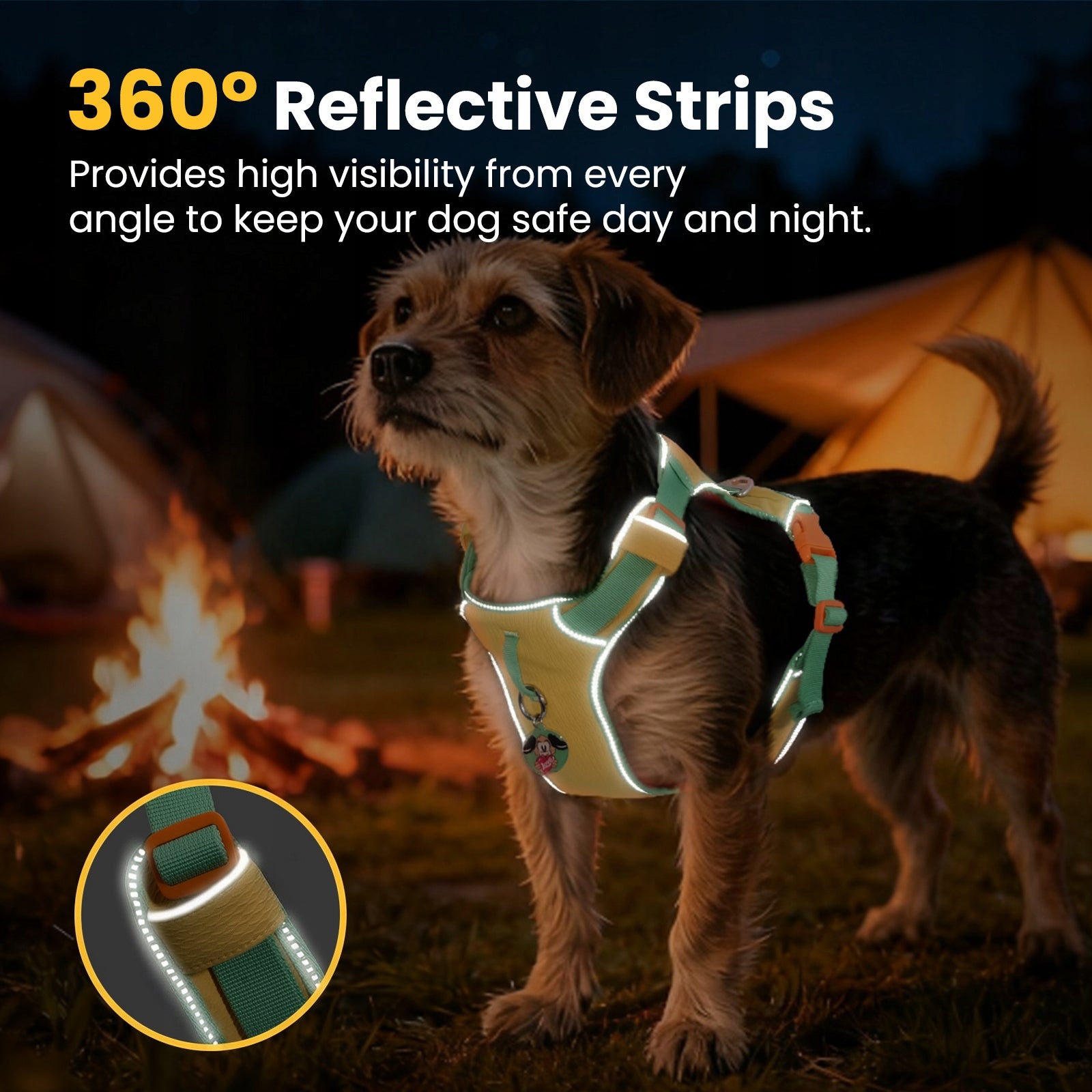 PawView PRESSURE-FREE DOG HARNESS ADJUSTABLE LIGHTWEIGHT with QR ID XS Color yellow