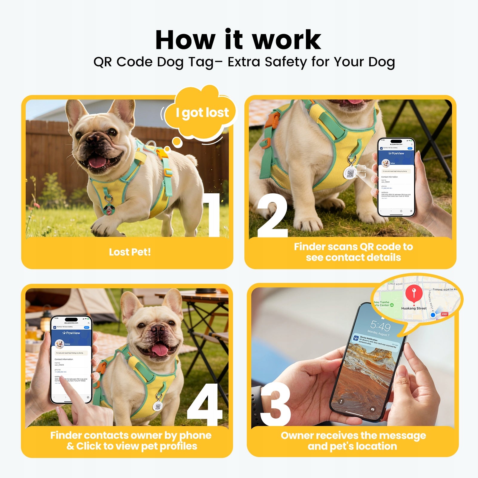 PawView PRESSURE-FREE DOG HARNESS ADJUSTABLE LIGHTWEIGHT with QR ID XS Type adjustable