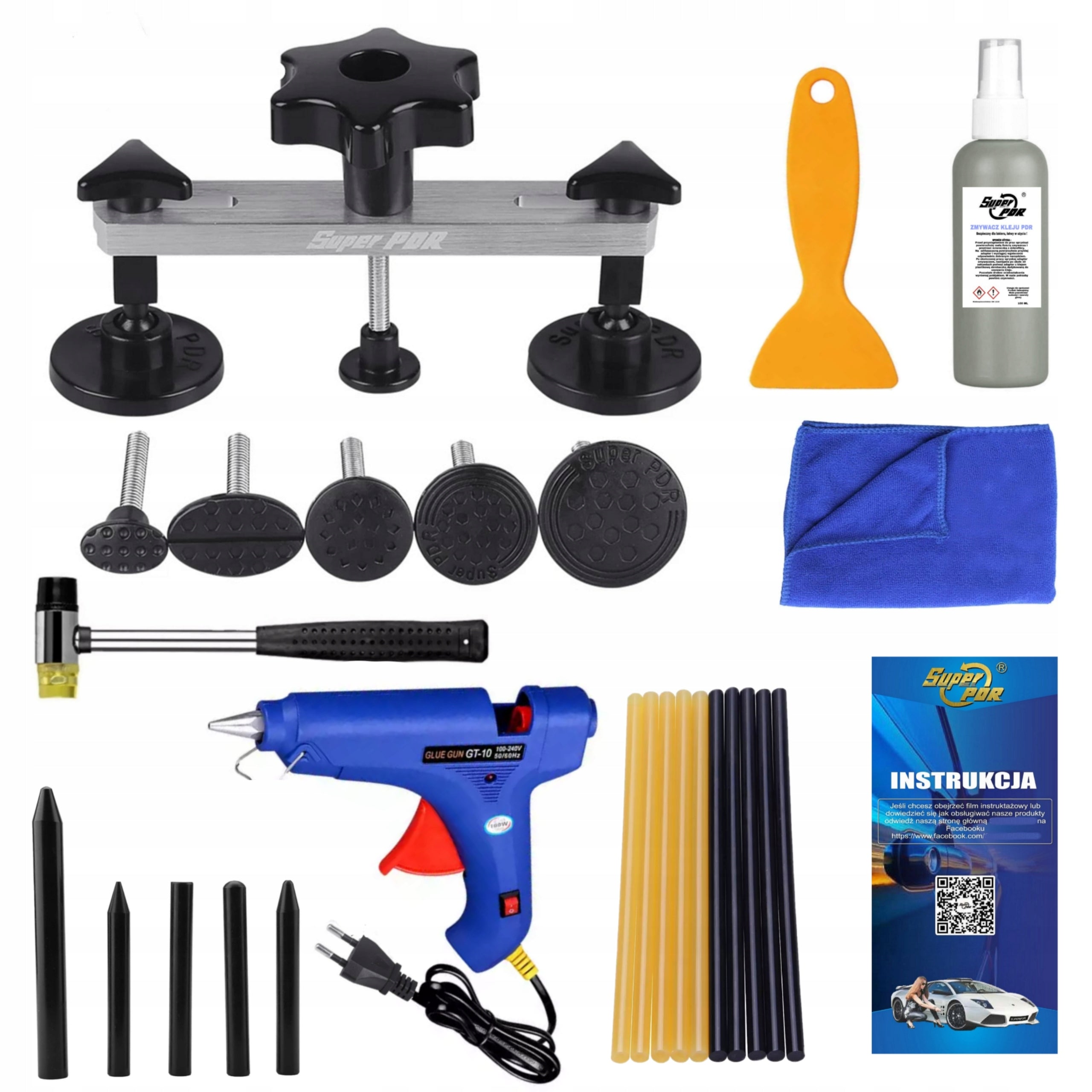 Pdr puller bridge kit for removing and pulling out sheet metal body dents