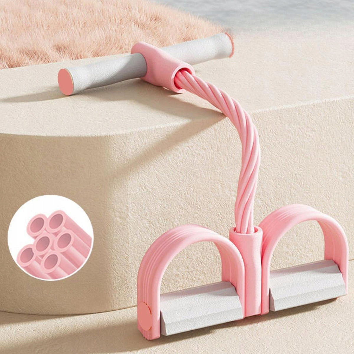 Pedal Resistance Band Exercise Abdomen Strength Training Workout Pink Packaging status original