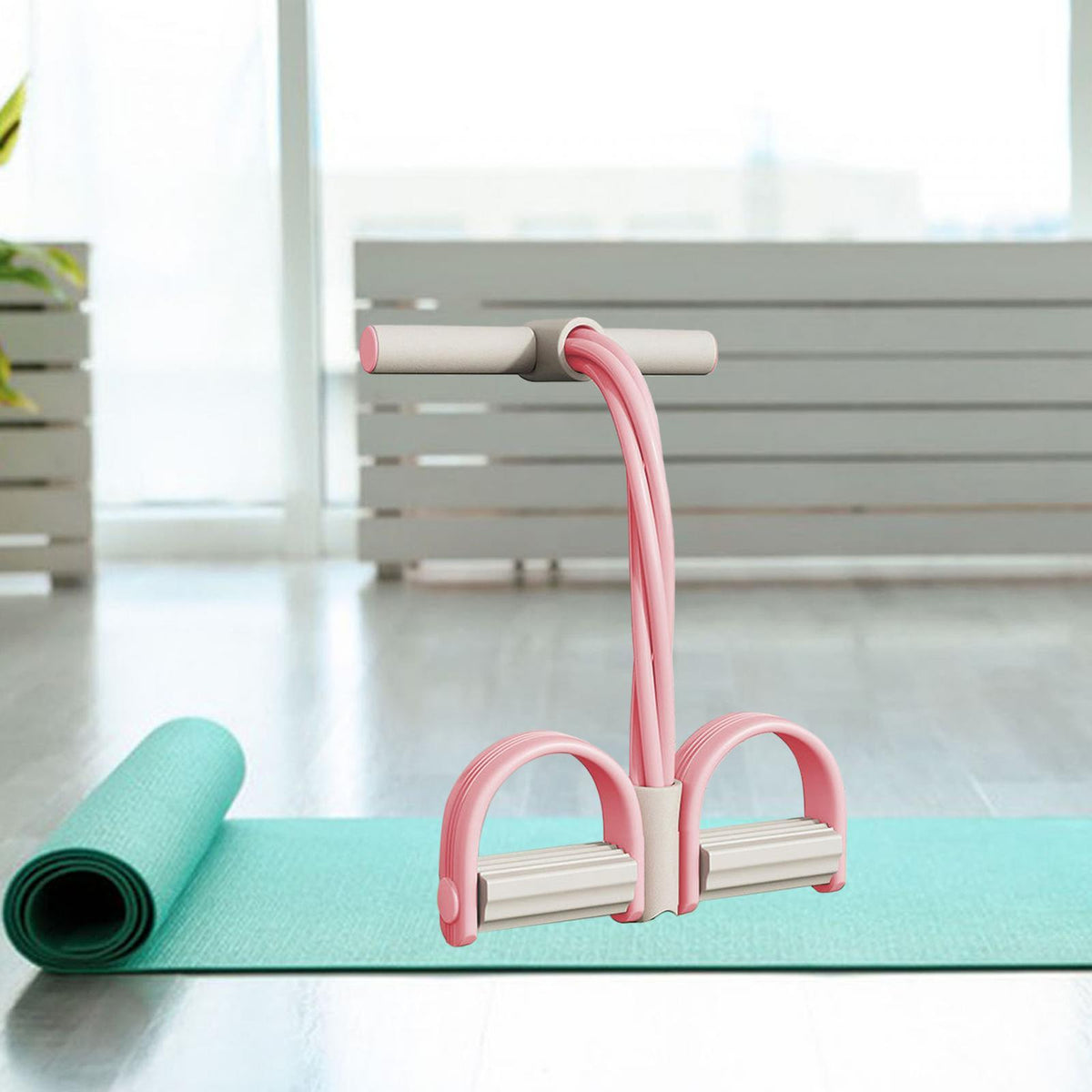 Pedal Resistance Band Handle Elastic Pull Rope Multifunction Tension Pink