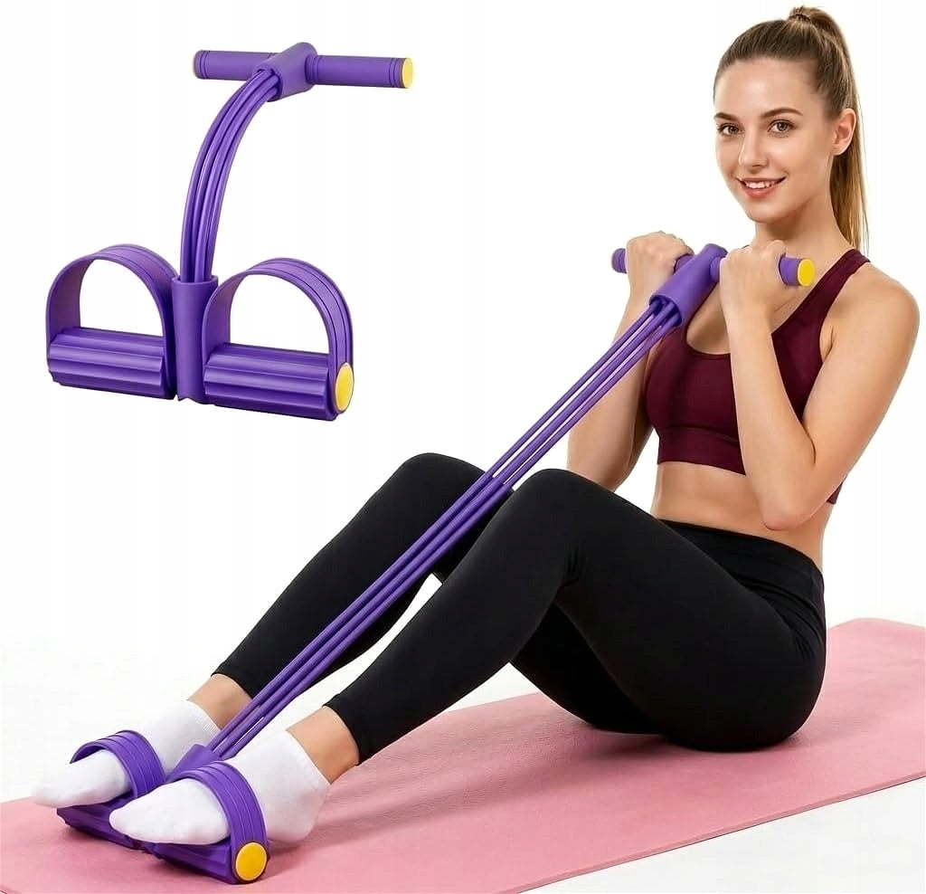 Pedal Resistance Band with Handle 4 Tubes Upgrade Heavy-Duty TPE Tubes