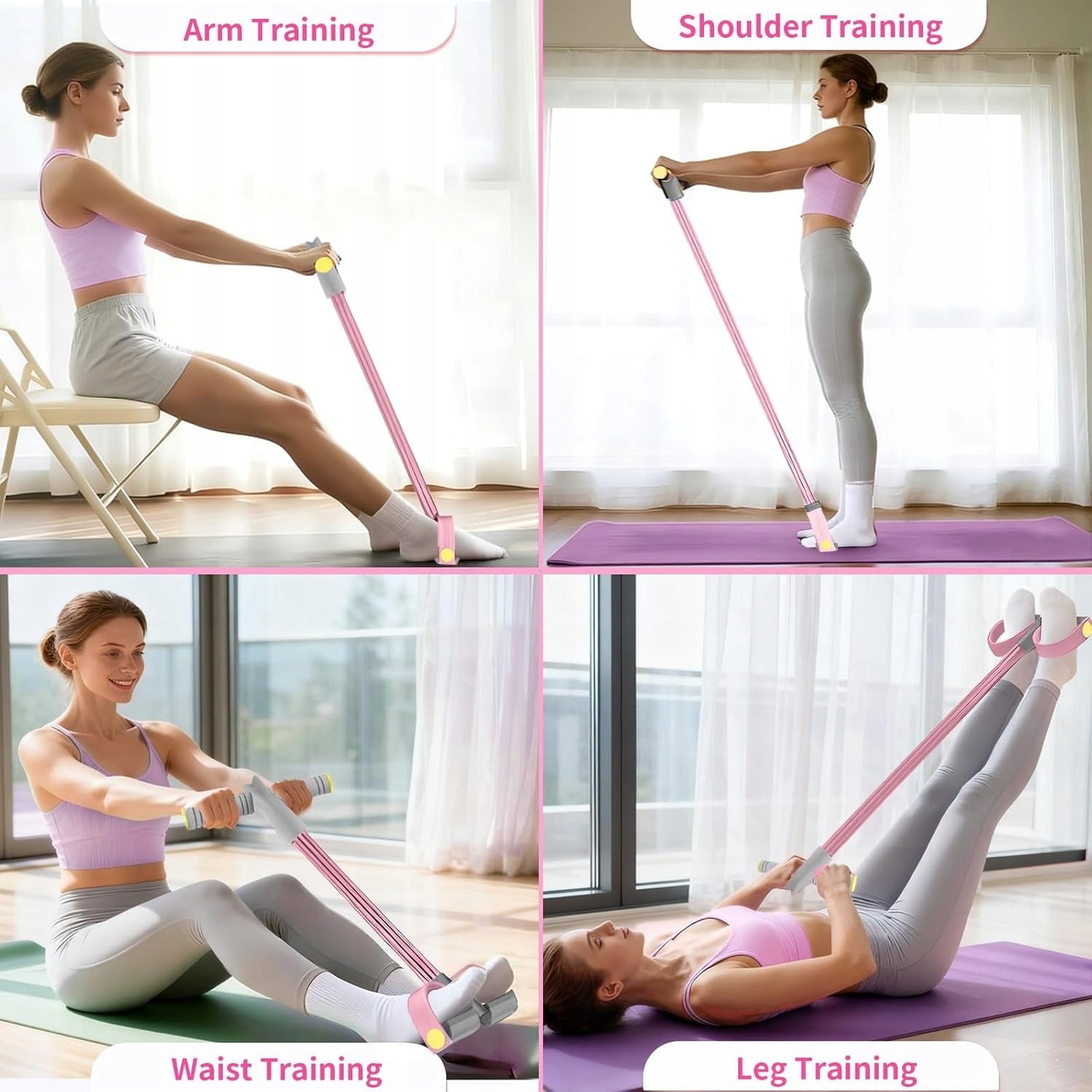 Pedal Resistance Bands with Handles, Durable 6-Tubes Multifunction Pedal Brand no brand