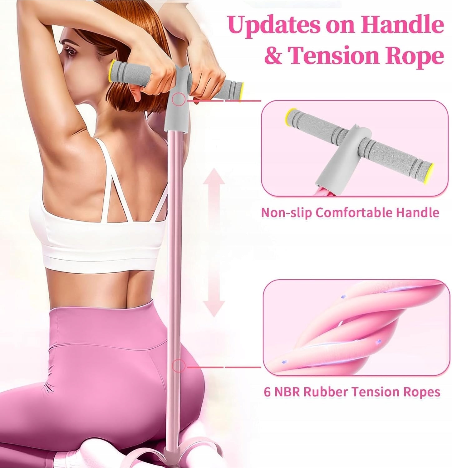 Pedal Resistance Bands with Handles, Durable 6-Tubes Multifunction Pedal Packaging status original