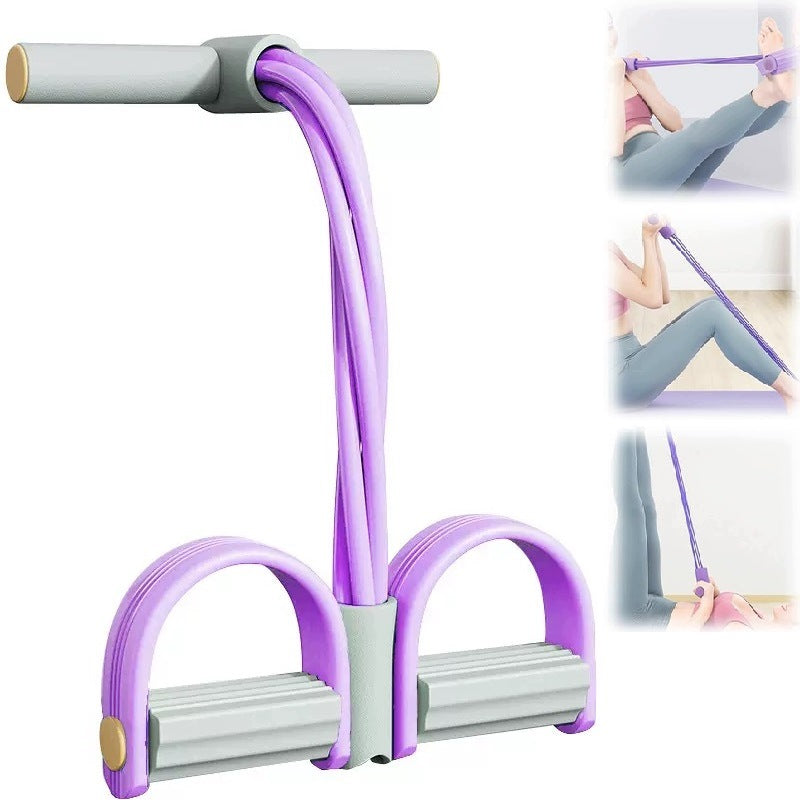 Pedal Resistance Bands with Handles, Durable 6-Tubes Multifunction Purple