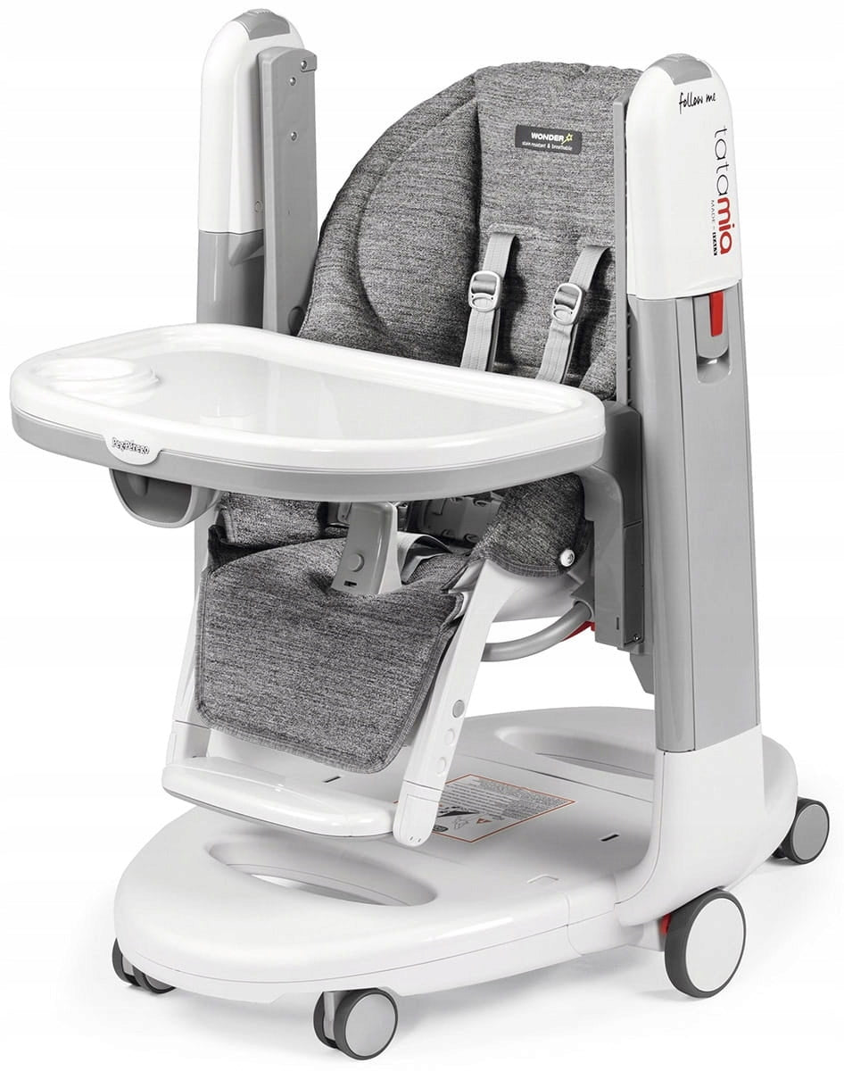 PegPerego Tatamia Follow Me - High chair with swing function 0-15 kg Color shades of gray and silver