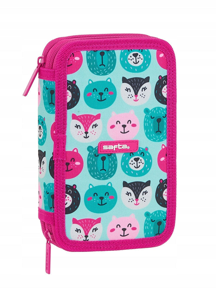 Pencil case SAFTA animals - turquoise-pink