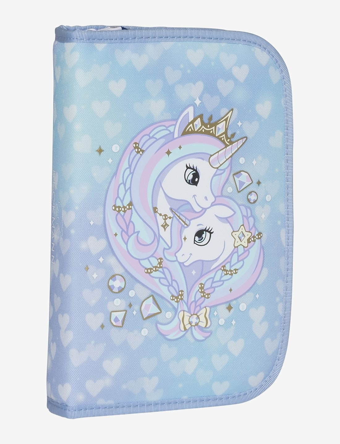 Pencil case with one compartment fully equipped, Unicorn Princess Ice Blue