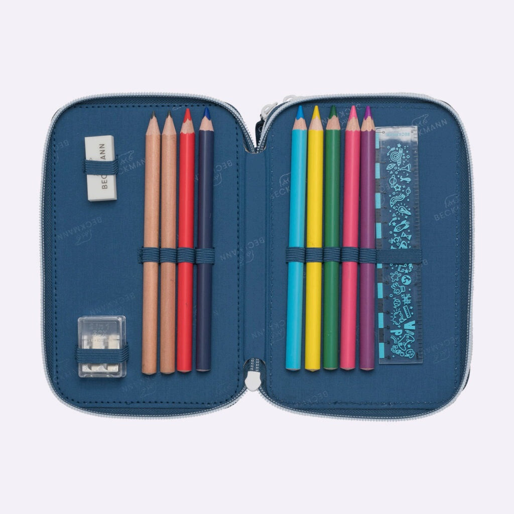 Pencil case with three compartments fully equipped, Space Mission Brand BECKMANN