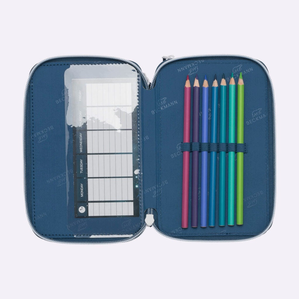 Pencil case with three compartments fully equipped, Space Mission Color multicolor