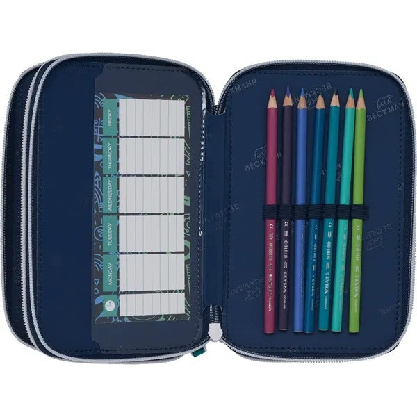 Pencil case with three sections fully equipped, Science Brand BECKMANN