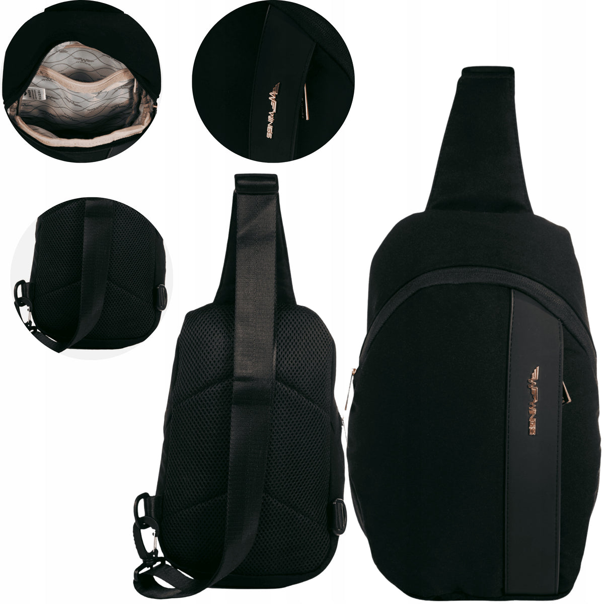 Pendant mini small Hiking backpack WINGS travel city black 20 L