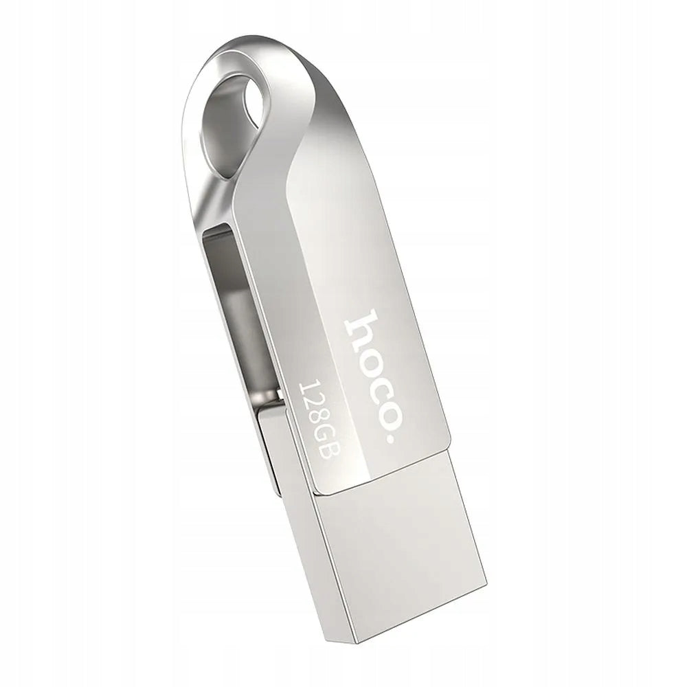 Pendrive 128GB USB 3.0 (USB A + USB C) Hoco Mini Dual 2in1 For Laptop Nickel Packaging status original