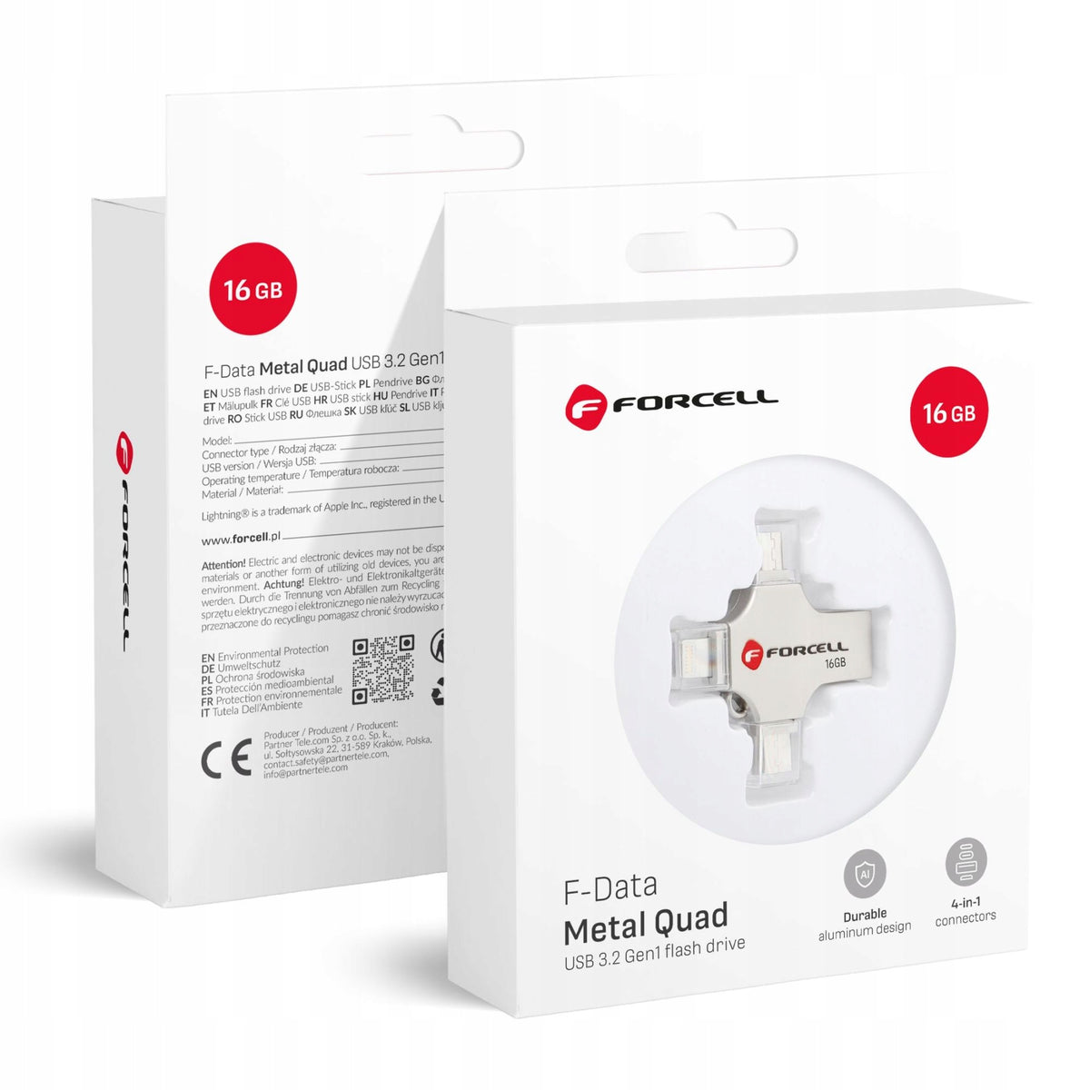 Pendrive 16GB USB 3.2 Gen 1 (USB A / USB C / Lightning / Micro USB) Forcell