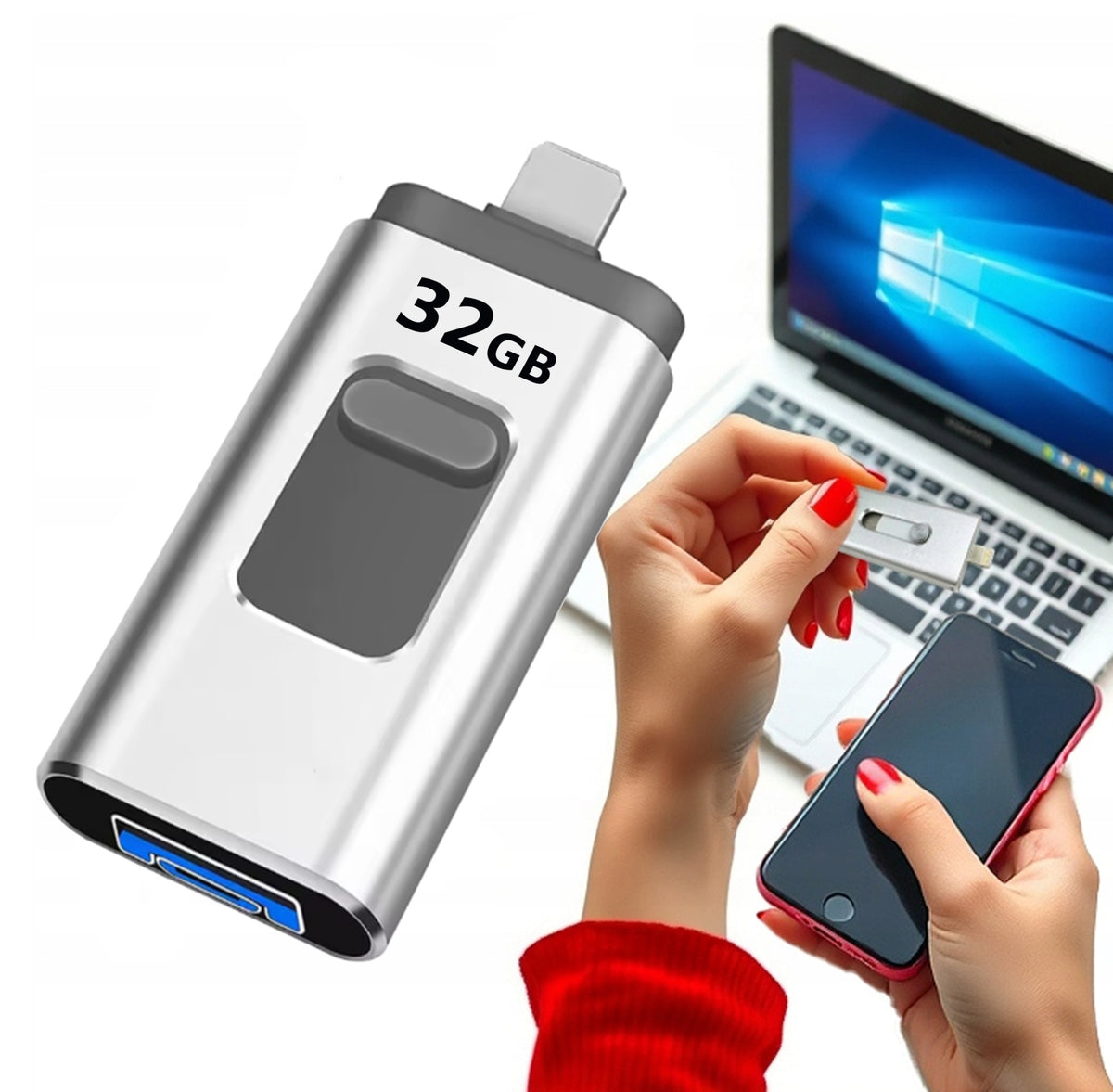 Pendrive 32GB 4in1 USB 3.0, iPhone, Android/Micro USB/TYPE C, Windows, OTG