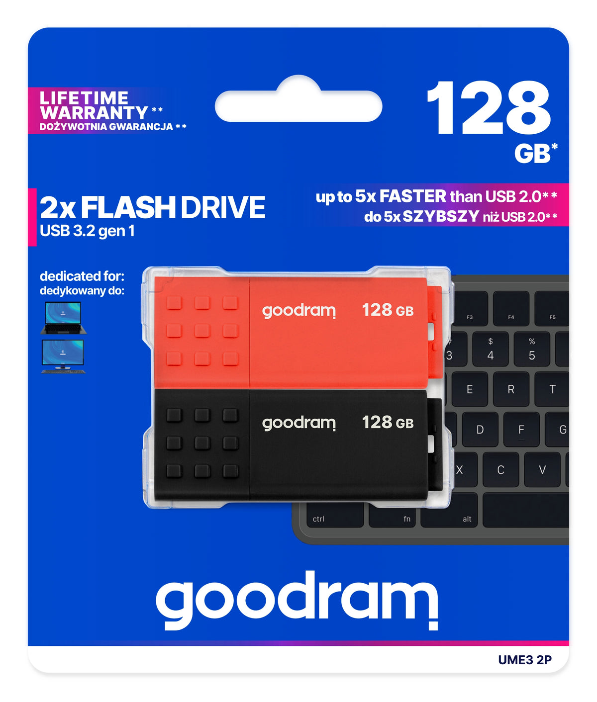 Pendrive GOODRAM 2x128GB UME3 MIX USB 3.2 two-pack Brand GOODRAM