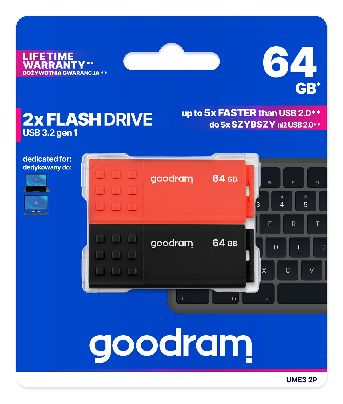 Pendrive GOODRAM 2x64GB UME3 MIX USB 3.2 two-pack Brand GOODRAM