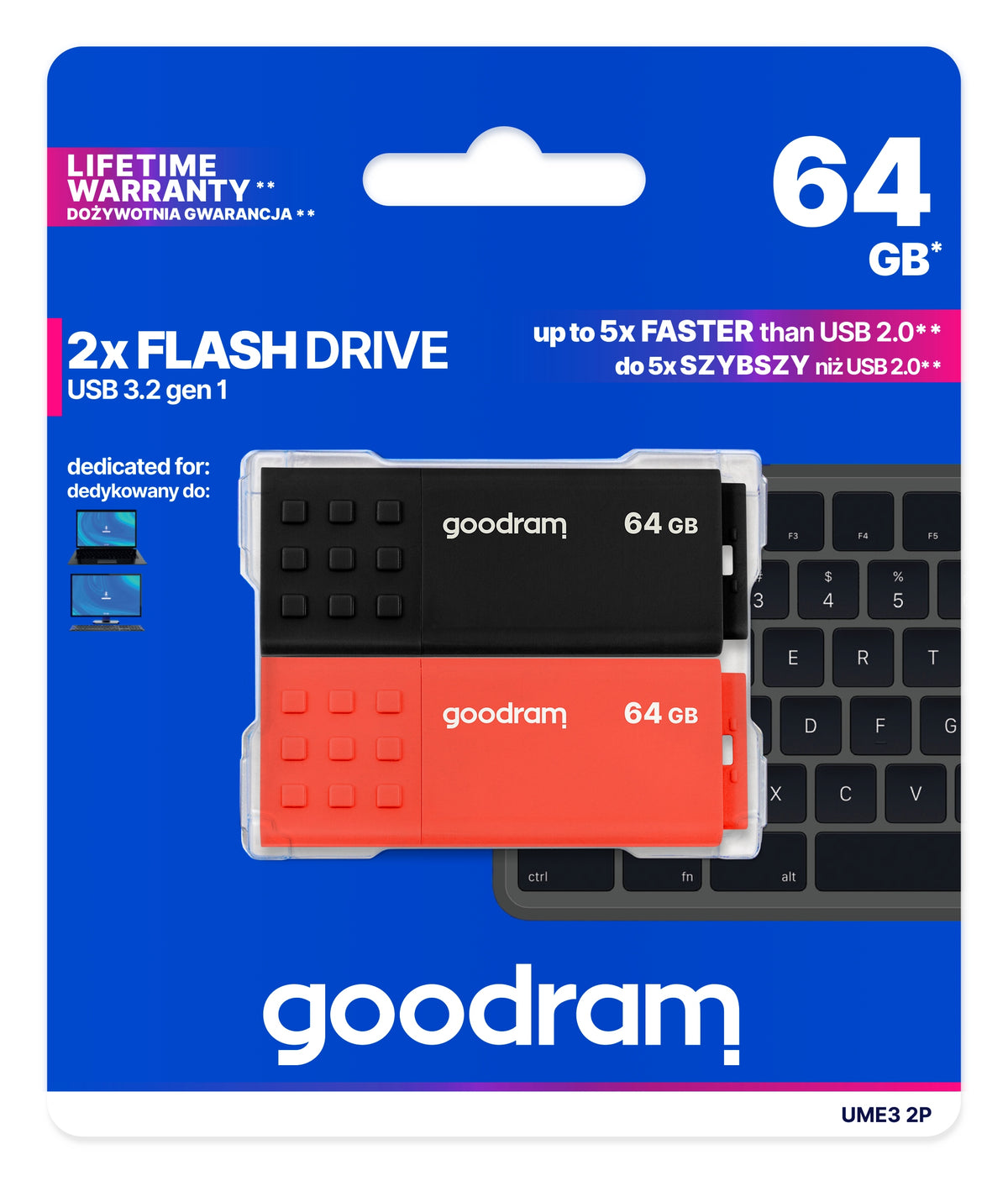 Pendrive GOODRAM 2x64GB UME3 MIX USB 3.2 two-pack