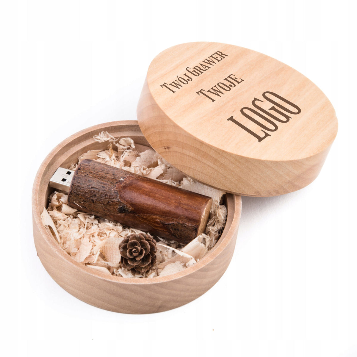Pendrive Wood 4 GB 2.0 + box + logo engraving Color brown