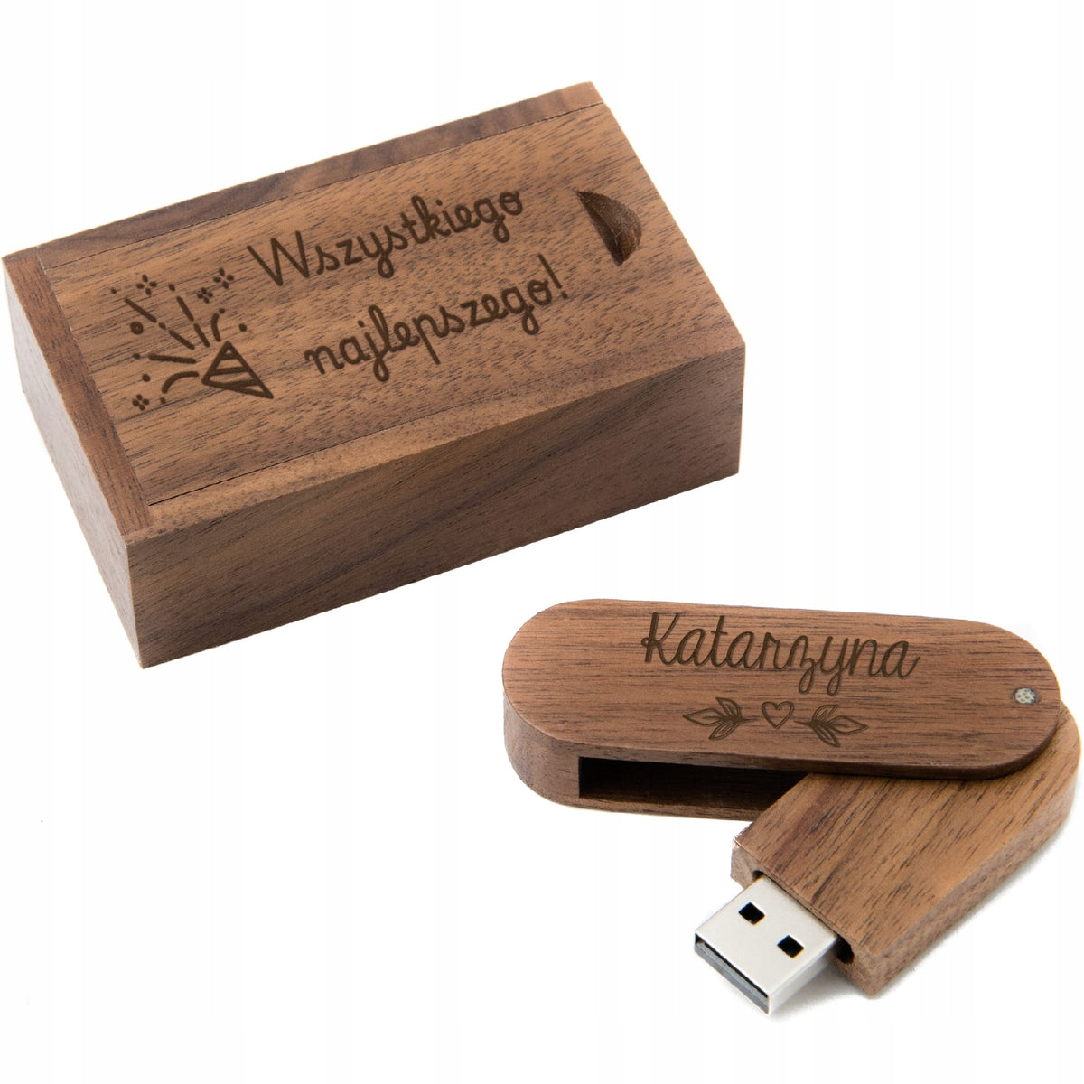 Pendrive Wooden box 64 GB 2.0 engraving LOGO BAPTISM WEDDING COMMUNION STUDENT Brand MemoRabbit