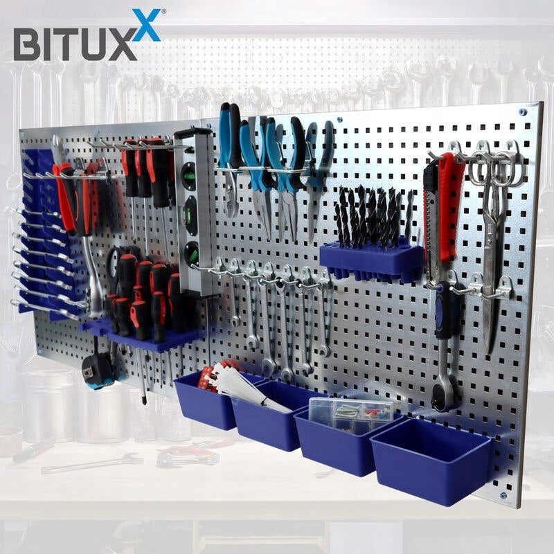 Perforated Metal Tool Wall with 32 Handles Brand Bituxx