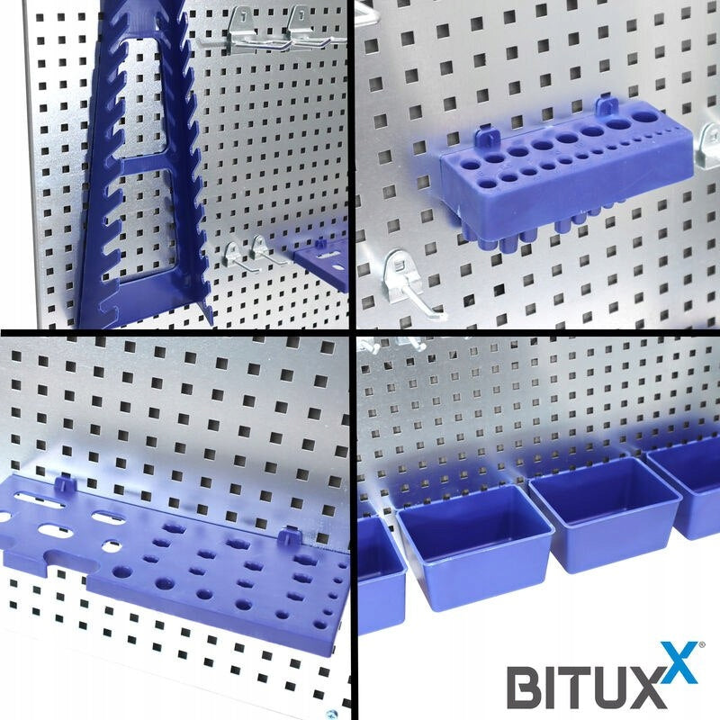 Perforated Metal Tool Wall with 32 Handles Kind pegboard