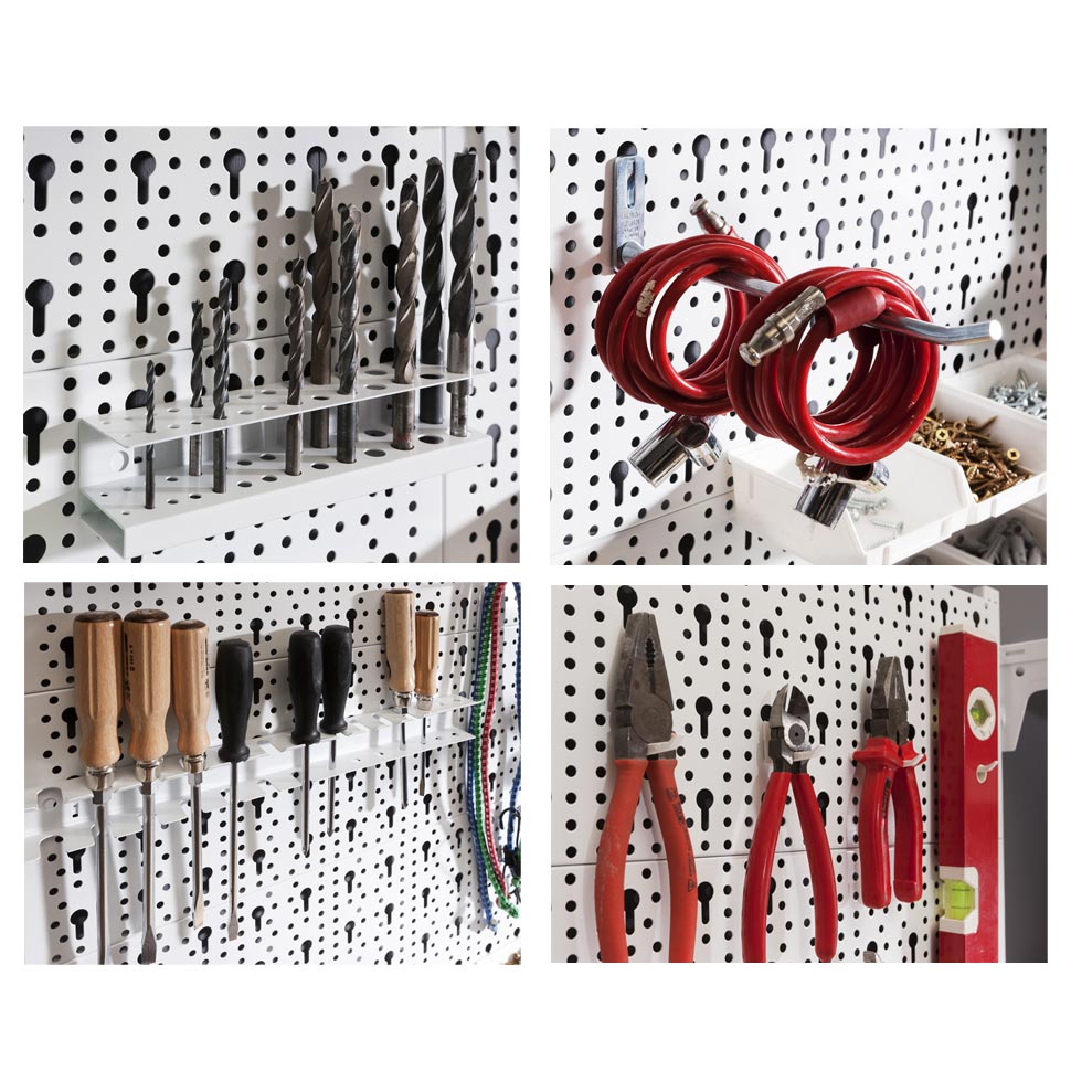 Perforated metal tool board Element System 80x40 silver Color gray