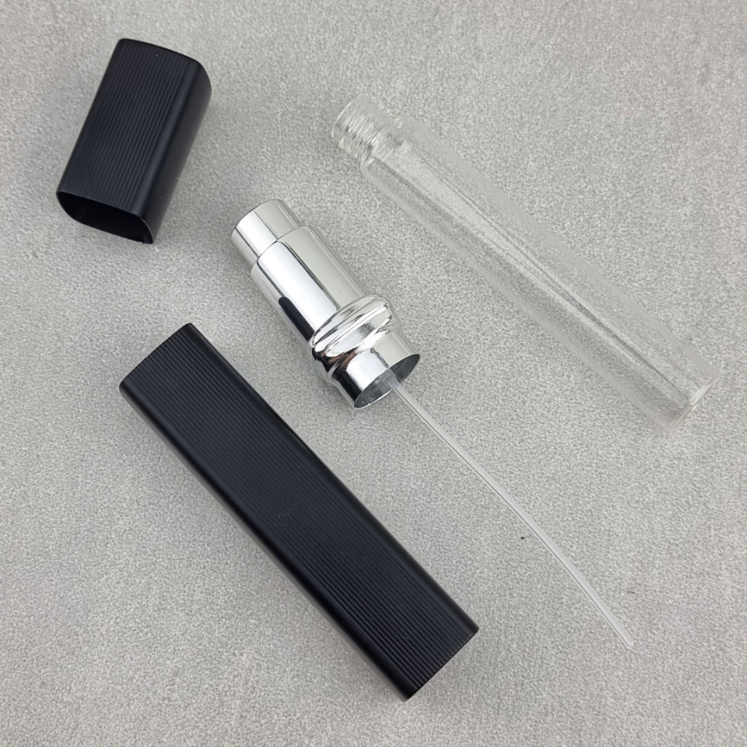 Perfume Atomizer Rectangular Black 12ml Travel Vial Dispenser Spray Packaging status original