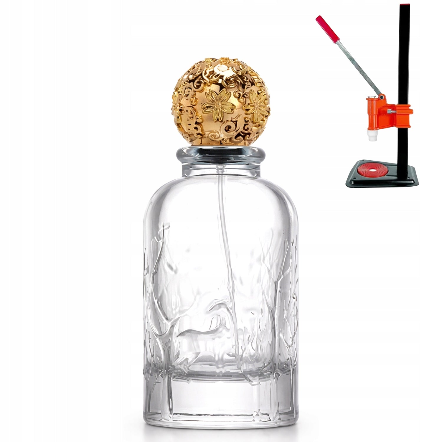 Perfume Flacon Glass Bottle Premium Thread For Clamp Mira Gold 100ml Packaging status original