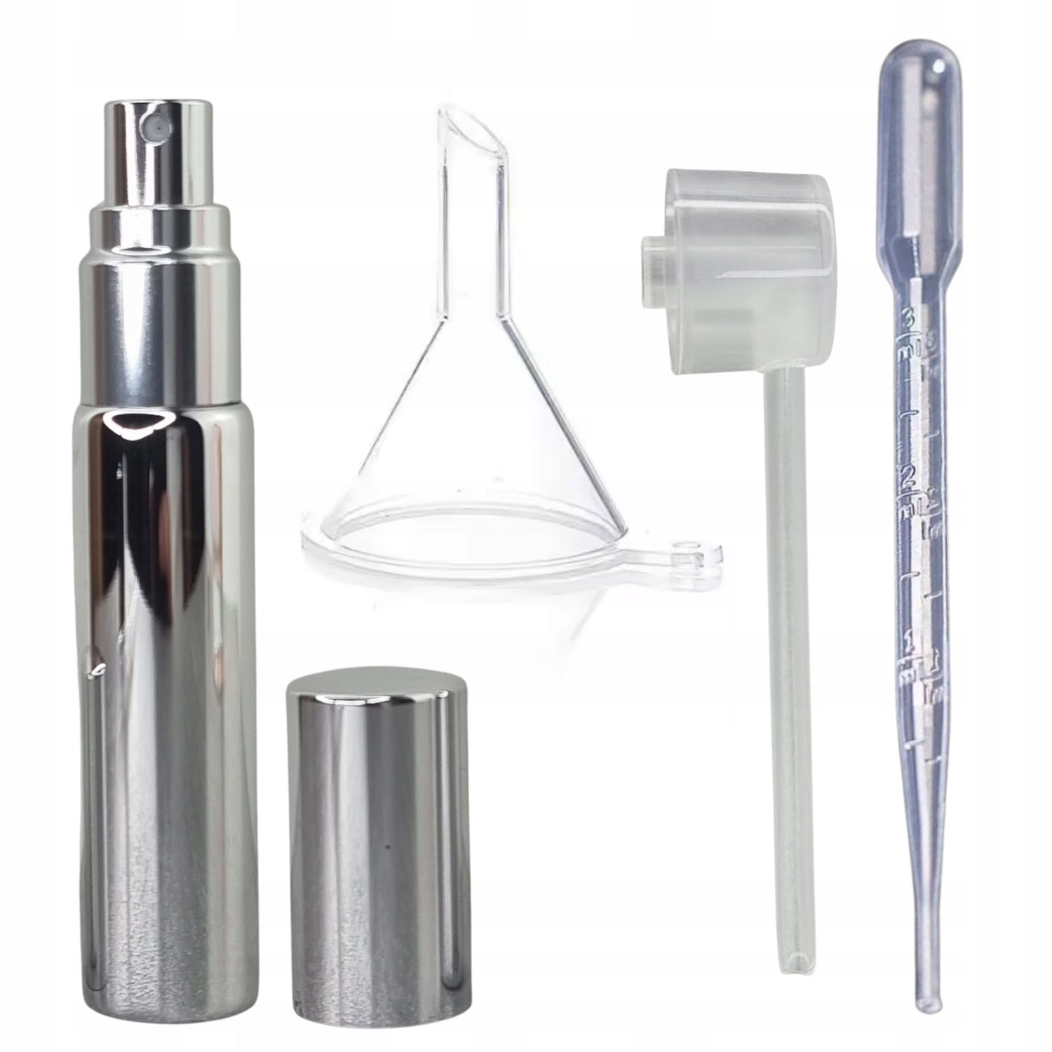 Perfume Set Atomizer 10ml Silver Shinny Funnel Pipette Pump Sprayer