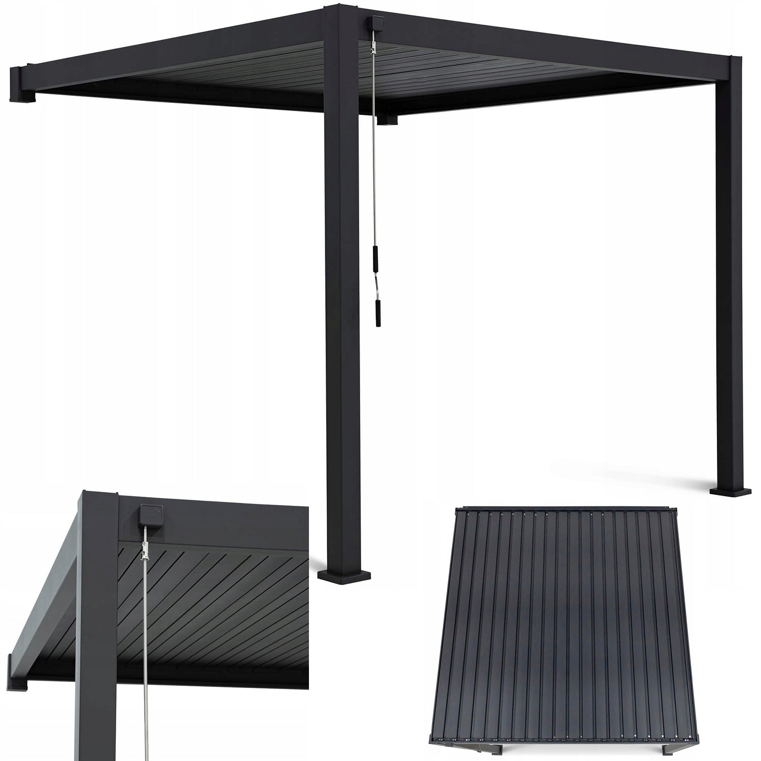 Pavillon Pergola Premium Wall 3x4 wird an der Wand montiert, grau 