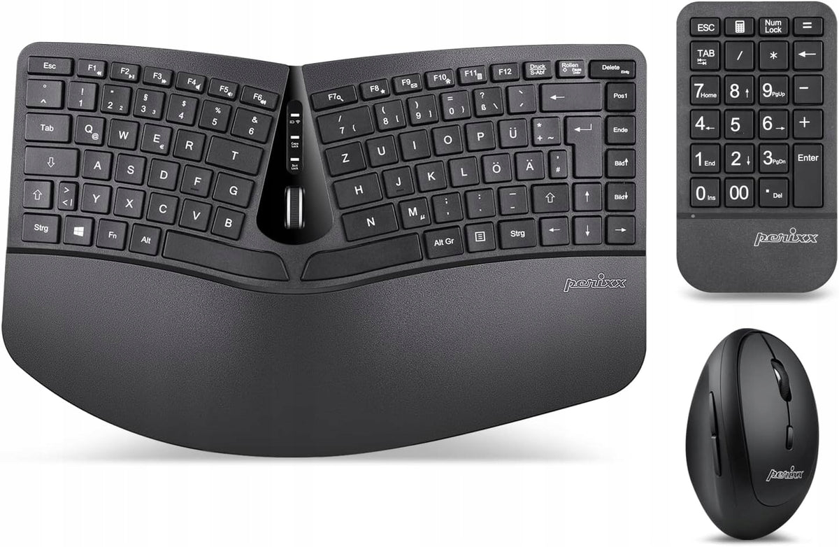 Perixx PERIDUO-606A wireless ergonomic keyboard set with us Keyboard type membrane