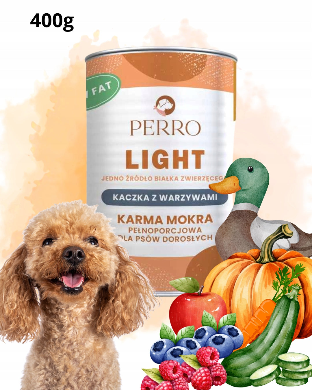 Perro Light Duck with Vegetables Monoprotein Wet Food for Dogs 400g