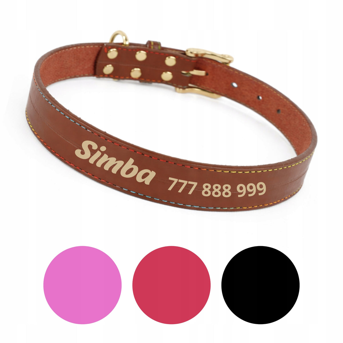 Personalized dog collar COLORS adjustable leather with ENGRAVING L