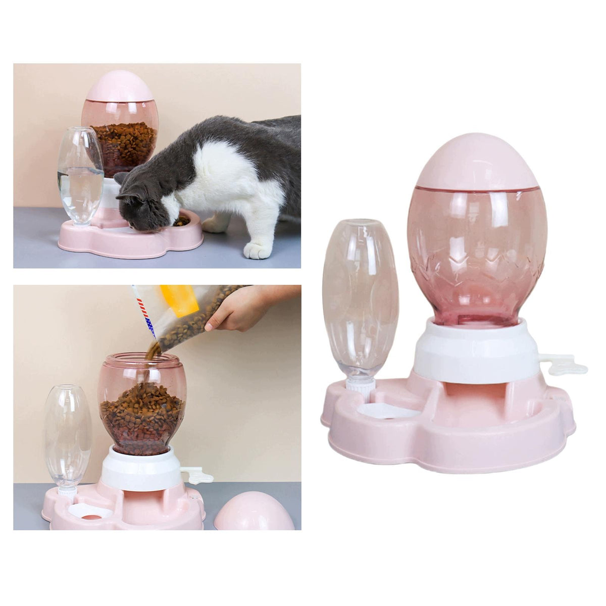 Pet Automatic Feeder Dog Dispensers with Large Capacity Food Container Pink