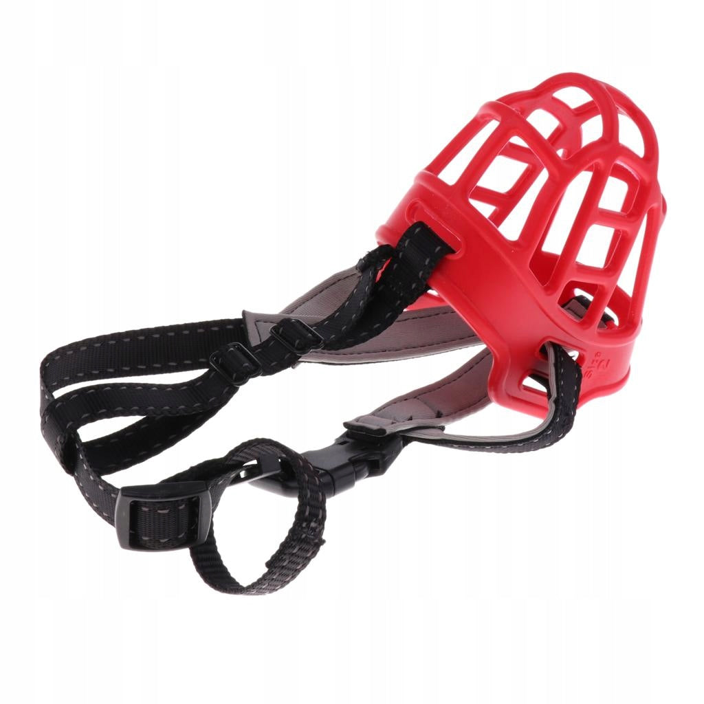 Pet Dog Adjustable Mask Bite Mesh Mouth Muzzle Grooming Anti Red #2